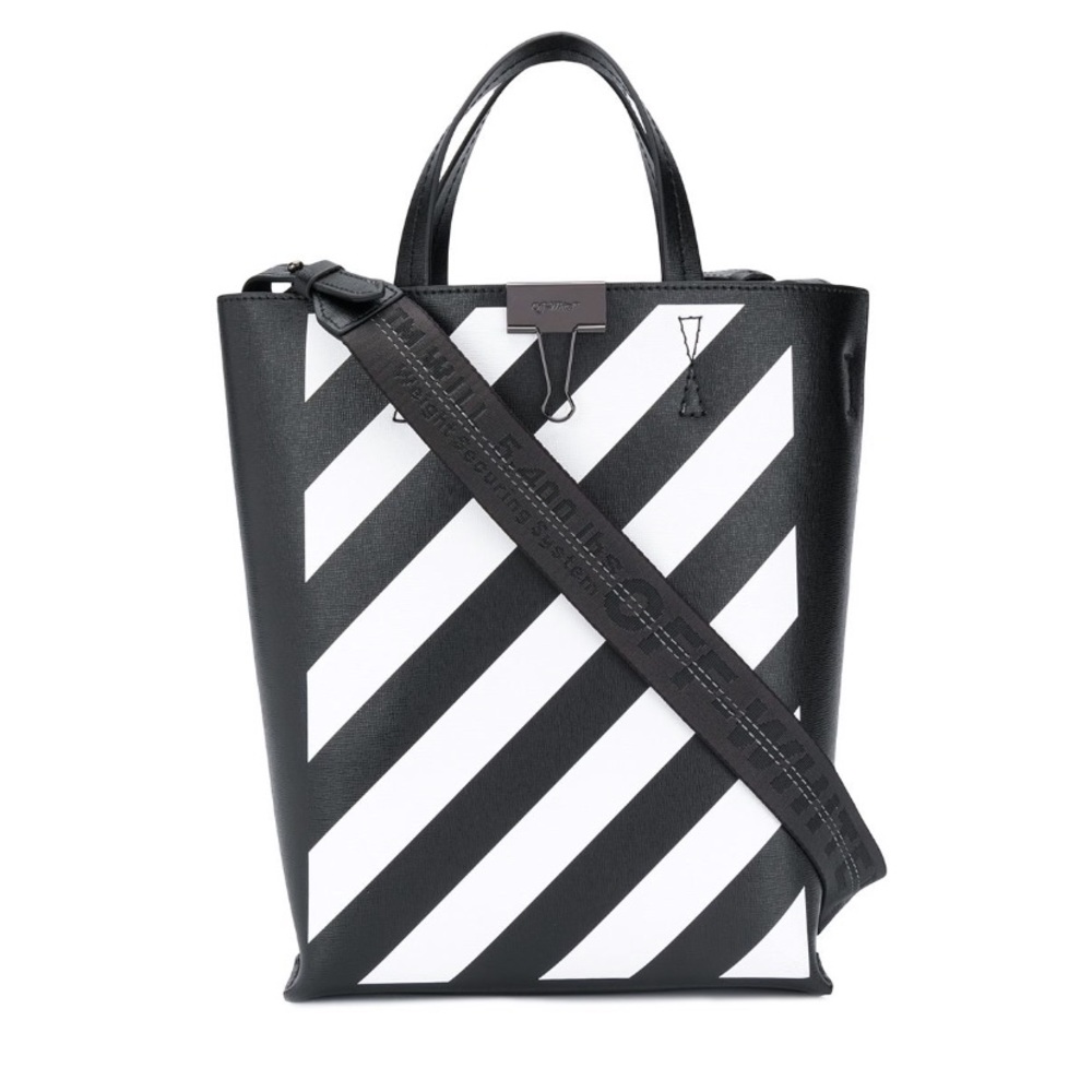 SALE! Off- White binder clip diagonal striped tote